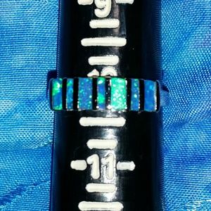 Sterling silver blue opal ring